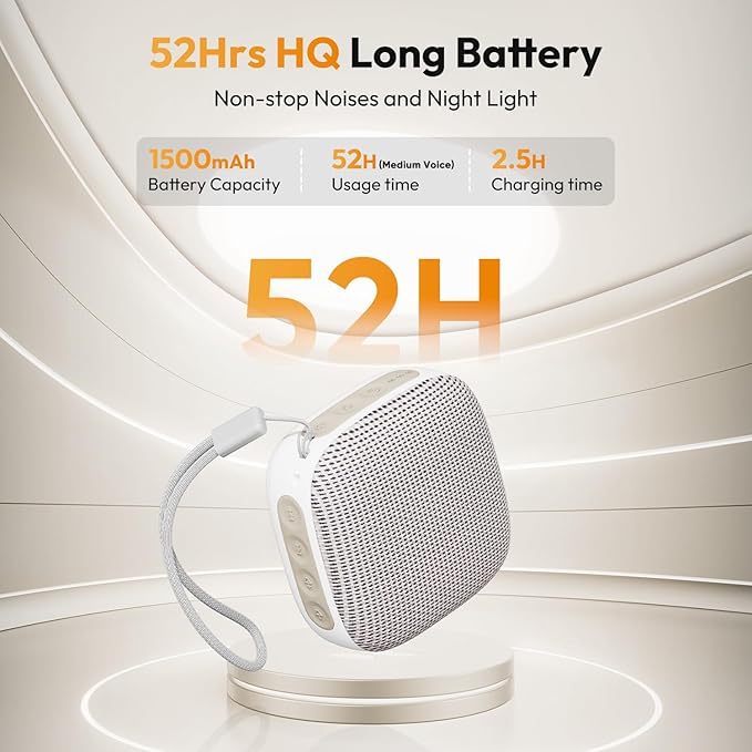 Portable Sound Machine for Travel, White Noise Sound Machine for Sleeping with Night Light, Mini Noise Machine with 20 Quality Non-looping Sounds, Headphone Jack, Memory, Timer for Adults,Hotel