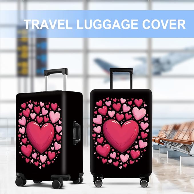 Luggage Cover Washable Suitcase Protector Anti-Scratch,Stretchable Fit for 20-34Inch Luggage Durable Travel Bag Cover with Zipper Closure (Heart, M(fits 24-26Inch suitcase))