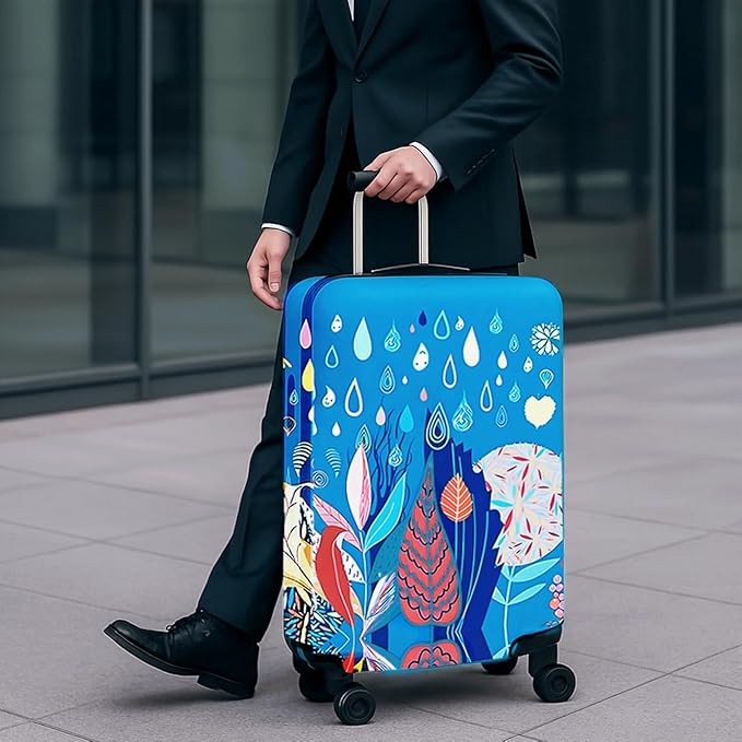 WUJIAONIAO Travel Luggage Cover Baggage Suitcase Cover Protector Skins 18-32 Inch (rainy season, S (for 18-20 inch luggage))