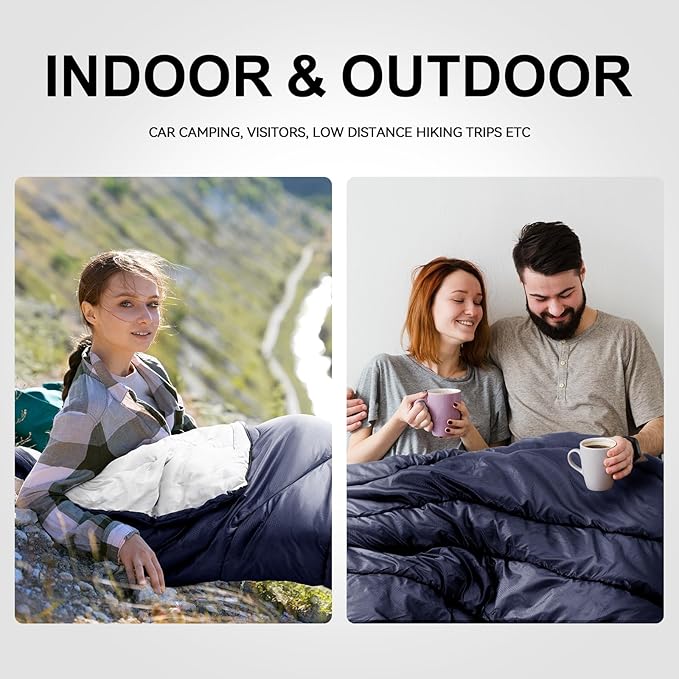 Sleeping Bags for Adults Cold Weather,Portable, Waterproof,Lightweight Camping Sleeping Bag for Tall Girls Boys with Compression Sack for Warm Camping, Hiking, Outdoor & Indoor