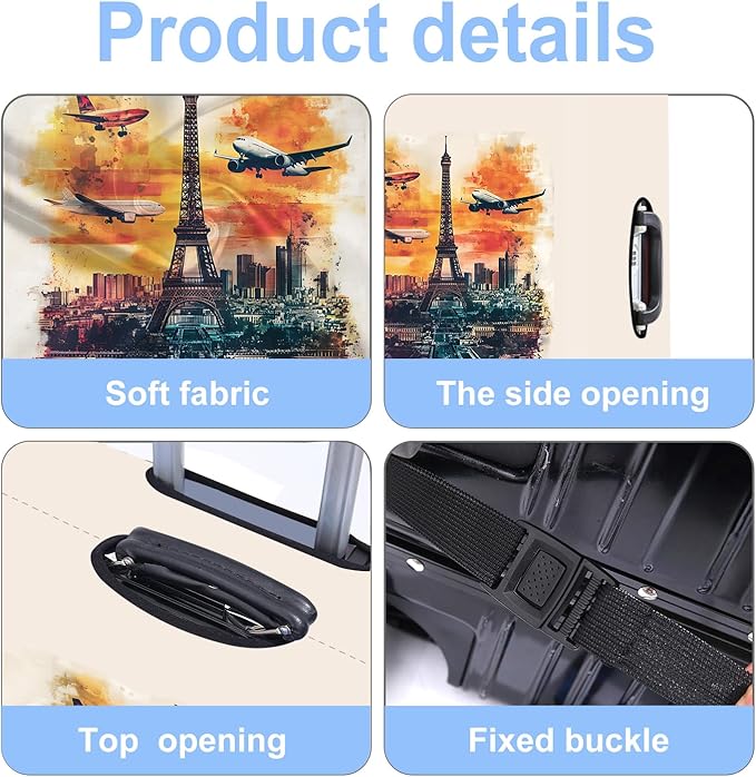 Luggage Cover Washable Suitcase Protector Anti-scratch Suitcase cover Fits 20-34 Inch Luggage (Tower-1, XL(32-34inch suitcase))