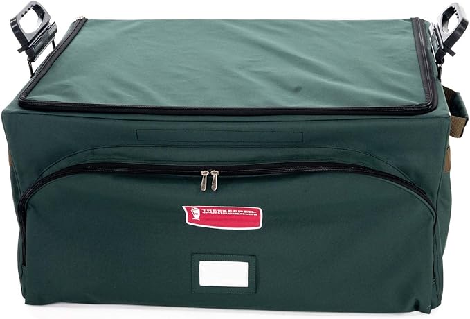 TreeKeeper (Green Christmas Ornament Storage Box with Dividers) - Deluxe Ornament Keeper - Holds 72 Ornaments up to 4 Inches in Diameter | 3 Removable Trays with Separators | Acid-Free Fabric Lining