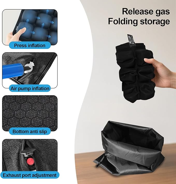 Travel Seat Cushion for Airplane – Inflatable 3D Air Cell Seat Cushions, Ergonomic Travel Cushion for Long Flights, Portable Seat Cushions Offer Support at Home, Work, Car, or in Transit