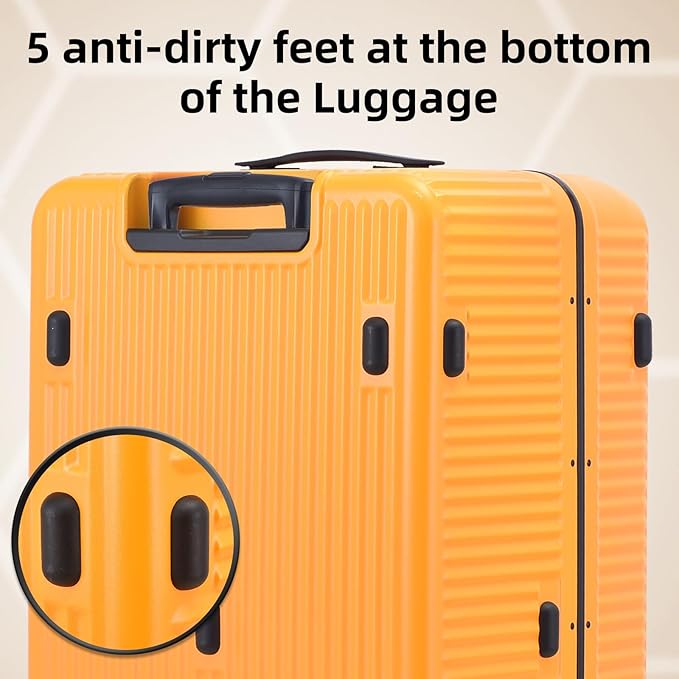 2 pieces 20/29 Aluminum Frame Carry On and Checked Luggage Set with Side Opening, Lightweight Hardshell ABS+PC Trunk Suitcase with TSA Lock, 360° Universal Wheels & Adjustable Handle, Orange