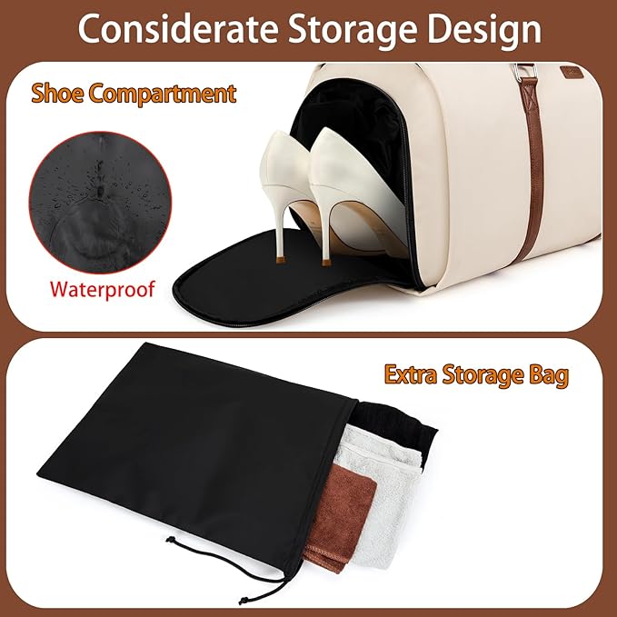 Convertible Garment Duffel Bags for Travel - Carry On Garment Bags With Toiletry Bag Large Weekender Bags for Women Men 2 in 1 Hanging Suitcase Suit Travel Duffel Overnight Bags 4pcs Set