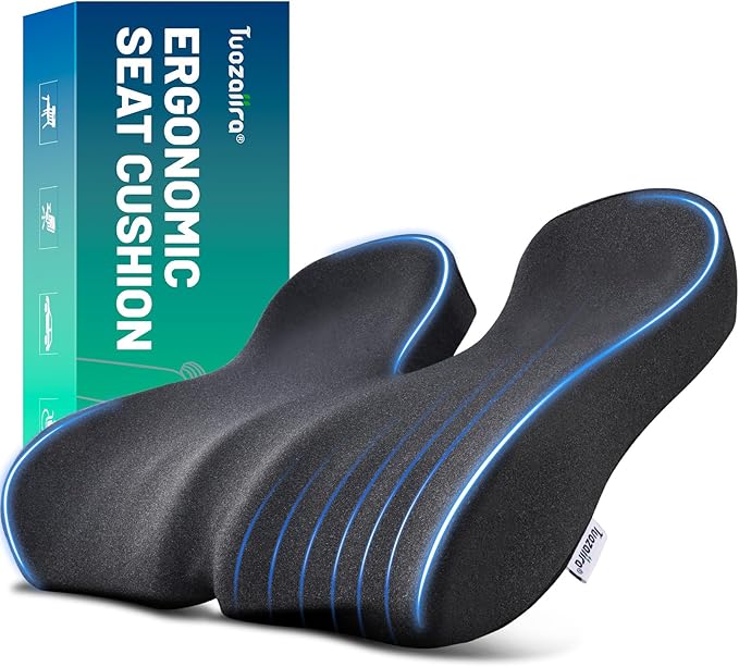 Non-Flattening Seat Cushion for Office Chairs,Gaming Chairs – Donut Pillow Ergonomic Design for Hemorrhoid, Tailbone Pain Relief, Memory Foam Long-Lasting Firm Support, Gifts for Women/Men, Dark Grey