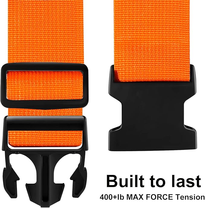 Luggage Straps for Suitcases TSA Approved-2 Pack Bright Personalized Luggage Belt Strap for Suitcase/Carry On Bag Luggage Accessories for Travel (Neon Orange)