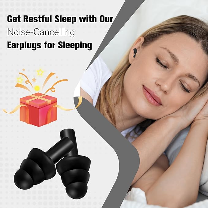TrelaCo 200 Pairs Silicone Ear Plugs Soft Reusable Waterproof Ear Plugs for Sleeping Noise Swimming Hearing Protection Earplugs Shooting Construction Hunting Music Concerts (Black)