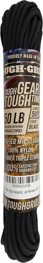 TOUGH-GRID 750 Paracord Rope Nylon Parachute Cord, Made in USA Survival Kit, Outdoor Adventures, Camping, Tactical Gear & Emergency Supplies, Military Type IV Mil-Spec