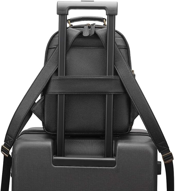 Small Camera Backpack, Classic PU Leather with 11 Inch Pad/Tablet Compartment, Professional Camera Bag for Photographers for DSLR, 10L Black