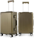 Mvst Luggage Premium All Aluminum Magnesium Carry On 20'' Lightweight Metal,Suitcase with Spinner Wheels Built-in Toiletry Set, Luggage Protector（silvery） (Brown, 20inch)