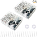 Yesesion Clear Cord Storage Box with Wire Ties, Plastic Cable Organizer for Drawer, Large Desk Accessories Case Container for Phone Charger, Battery, Art Crafts, Home Office Supplies, 2 Pack