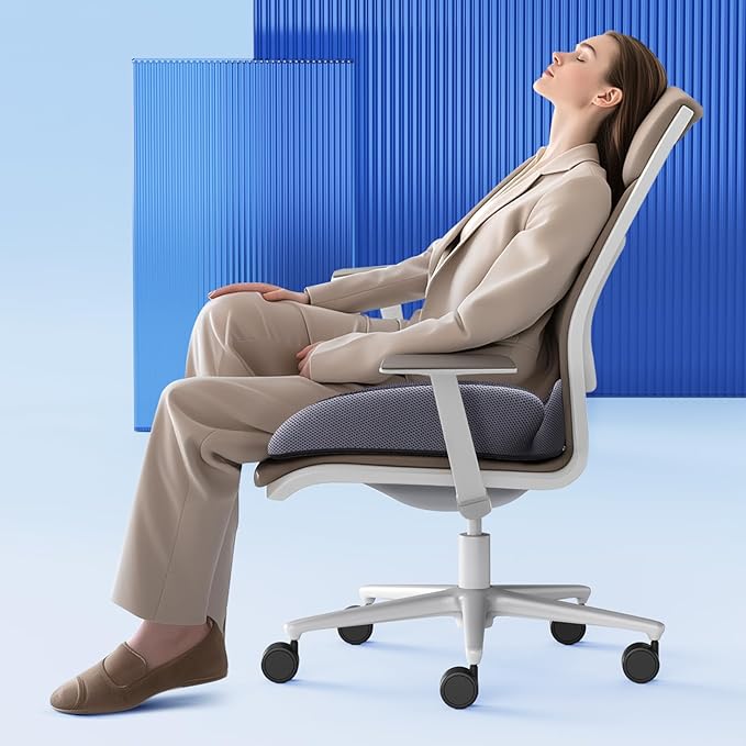 Benazcap Pressure Relief Seat Cushion for Tailbone Pain Office Chair Cushion for Butt, Back Pain, Coccyx & Sciatica Pain Relief Pillow. Memory Foam Seat Cushions for Office Chairs