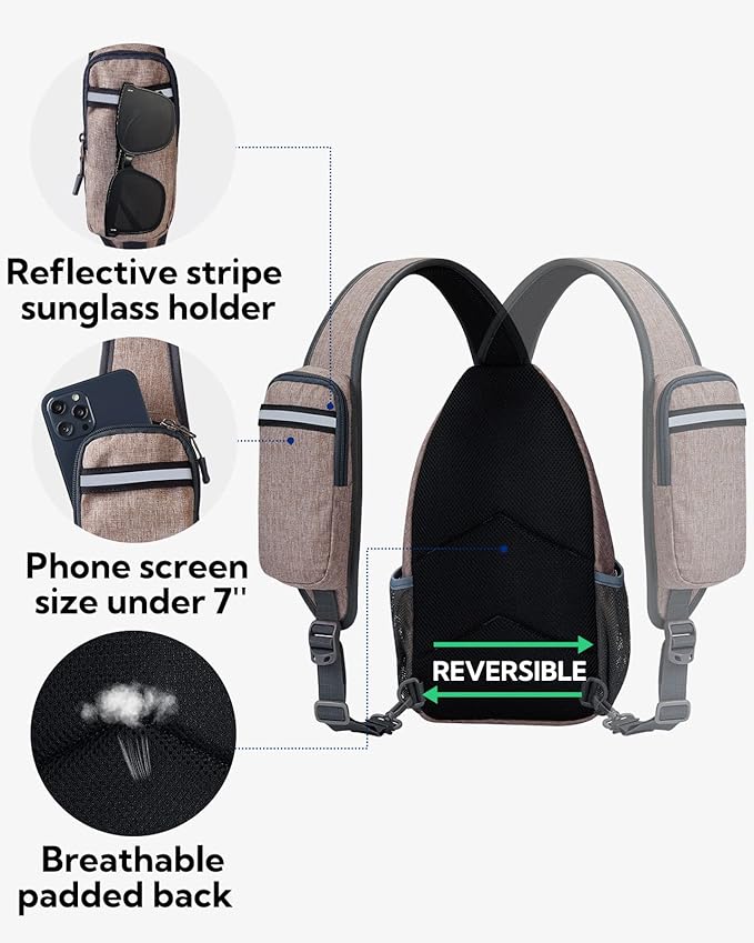 WATERFLY Crossbody Sling Backpack Sling Bag Travel Hiking Chest Bag Daypack