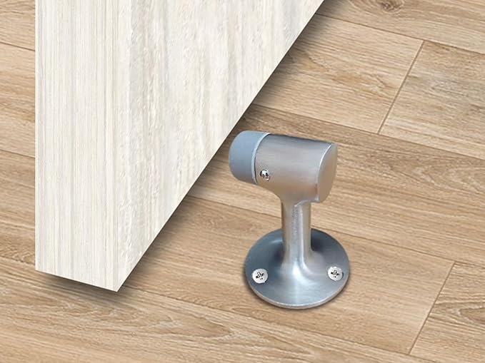 QCAA Solid Brass Door Stop, 3" Height, Satin NKL, 1 Pack, Made in Taiwan