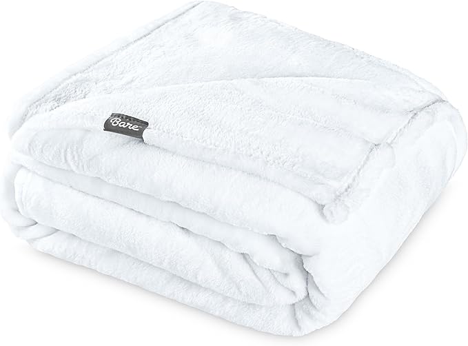 Bare Home Fleece Blanket - Throw Extra Long - Ultra-Soft Lightweight for Bed, Sofa, and Couch - Luxury Microplush - Cozy Warm Blanket (Throw XL, White)