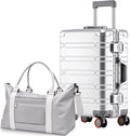 WEICHEN All Aluminum Magnesium 29 Inch Large Luggage with Spinner Wheels & Duffle-Travel Bag, Hard Case Large Suitcase Heavy Duty Aluminum Checked Luggage with TSA Lock