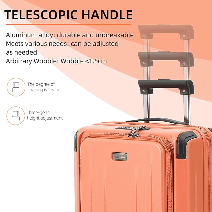 Carry On Luggage, 20Inch & 29 Inch Top Opening Airline Approved ABS+PC Hard Shell Suitcases with Silent Wheels, TSA Lock,Front Pocket and Wet-dry Separated Six-piece Set (AD Orange, 20Inch & 29 Inch)