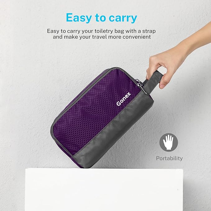 Gonex Travel Toiletry Bag Nylon, Dopp Kit Shaving Bag Toiletry Organizer Deep Purple