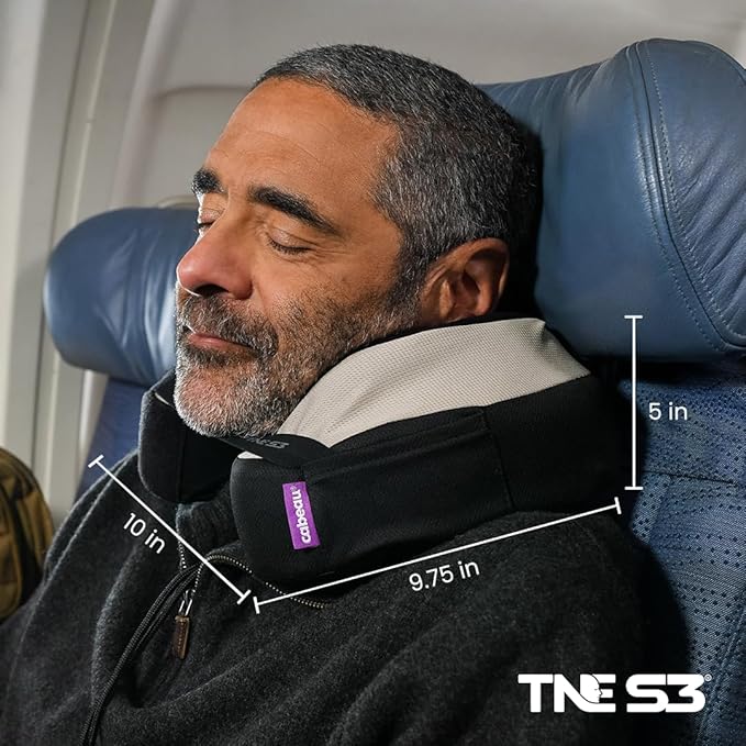 Cabeau Travel Neck Pillows for Airplanes – The Neck’s Evolution, TNE S3 – Supportive Memory Foam Design for Long Haul Flights – Attachable Seat Straps and 360° Support (Berlin Grey)