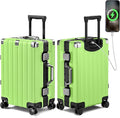 Krute Aluminum Frame Carry On Luggage 20 Inch Zipperless Luggages USB Charger Hardside PC Suitcase With Spinner Wheels Airline Approved Hard Shell Suitcases with TSA Lock (1 Piece)