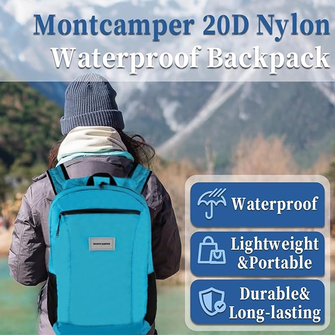 Hiking Daypack - Lightweight & Water-Resistant Portable Backpack for Travel, Camping, Outdoor Adventures(20L,turquoise blue)