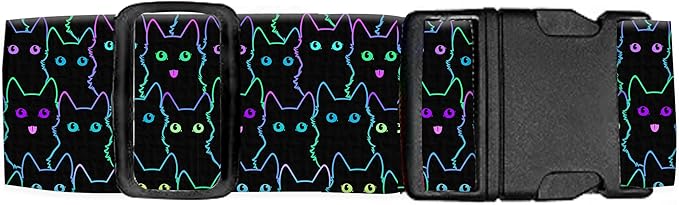 Luggage Straps for Suitcases Travel Belt Accessories, Cute Suitcase Strap, Adjustable Luggage Belt Strap, Heavy Duty with Quick-Release Buckle Luggage Strap Cute Black Cats