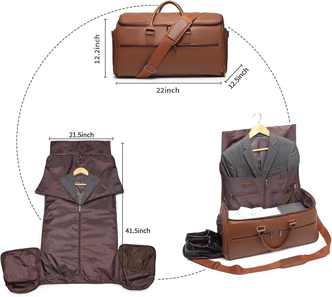 Carry On Garment Bag for Travel, Convertible Travel Garment Bag for Men Women, 2 in 1 Hanging Suitcase Suit Business Travel Bag