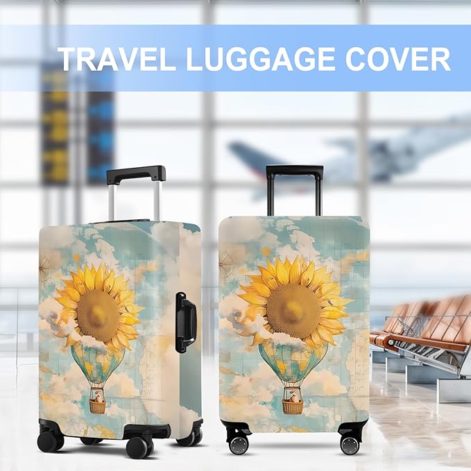 Sunflower Luggage Cover Washable Suitcase Protector Anti-Scratch,Stretchable Fit for 20-34Inch Luggage Durable Travel Bag Cover with Zipper Closure (M(24-26inch suitcase))