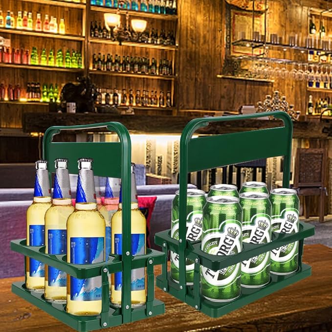 Portable Drink Carrier for Big Cups, Foldable Plastic Cup Holder, Reusable Cup Holder Carrier with Handle, Drink Delivery Carrier, Green Doordash