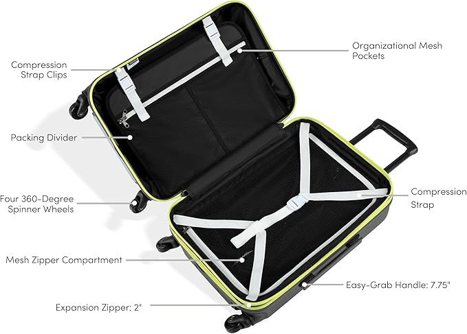 Sherpani Meridian, 22 Inch Carry On Luggage Airline Approved, Rolling Hardside Suitcase 22x14x9, Travel Luggage for Women, Expandable Suitcase, Travel Gift (St. Lucia)