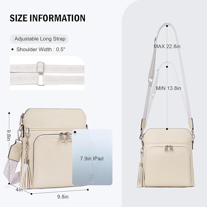 Crossbody Purse for Women,Lightweight Medium Crossbody Bag Soft Leather Women's Shoulder Handbags with Tassel