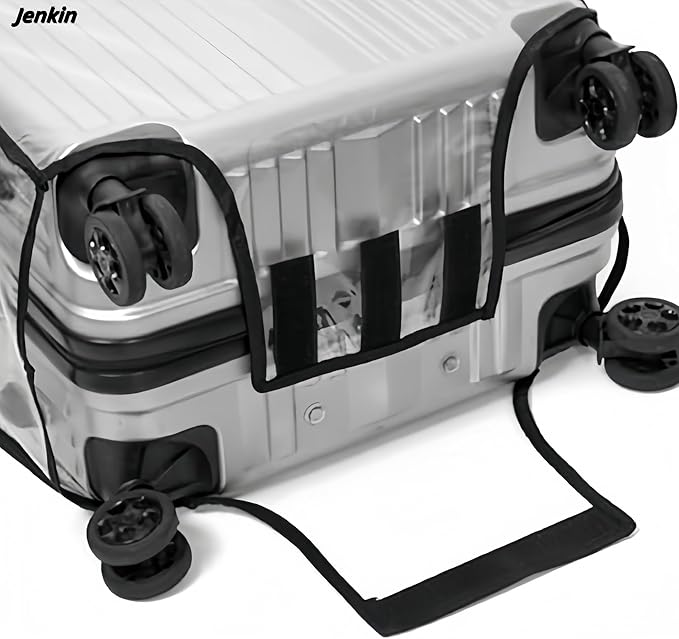 JenKin Luggage Protector Suitcase Cover PVC Waterproof Travel Suitcase Fits Most 20" to 30" (22" (15.0" L x 10.2" W x 21.7" H))