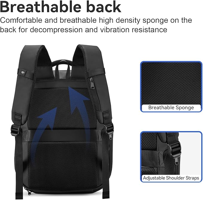 SOKOK Carry On Travel Backpack Waterproof Business Backpack with Laptop Compartment, Slim Hardshell Computer Backpack for Men and Women, Graphite