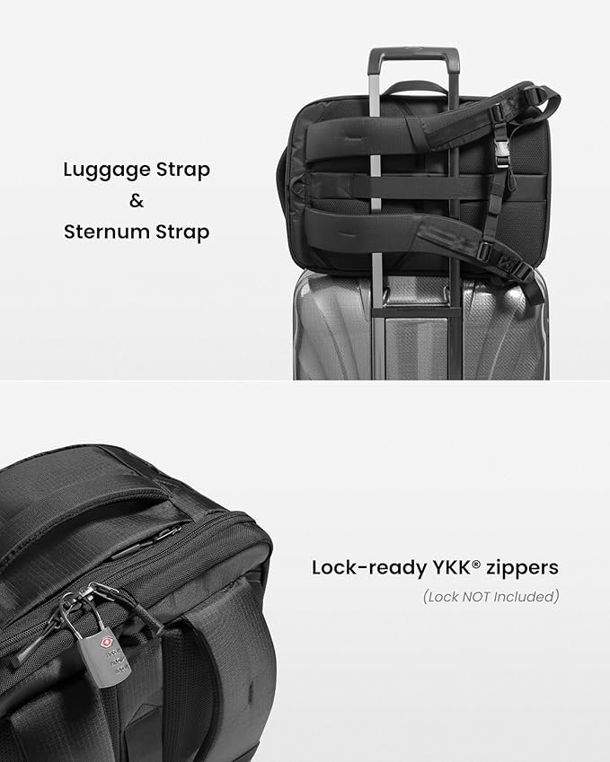 tomtoc Travel Backpack 28L, TSA Friendly Flight Approved Carry-on Luggage Hand Water-resistant Lightweight Business Rucksack, Durable Bag Fits 16 Inch Laptop