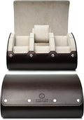 6 Watch Case Bbox for Travel Watch Roll for Men Watch display organizer - Espresso Brown & Ivory White Interior