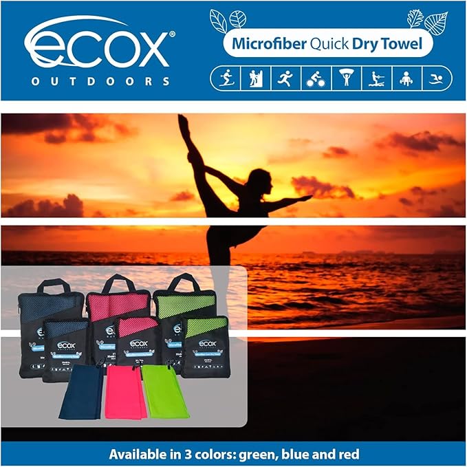 Outdoors Microfiber Towel Fast Drying Soft Feel Fast Action Drying for Gym Beach Outdoors Travel Yoga Camping Compact Size 1 Piece 24x48 in Green MFT1P24G