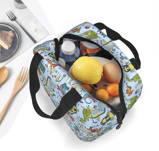 Cute Dragon Lunch Box Animal Lunch Bag Insulated Reusable Lunch Tote Bag Cooler Tote Bag for Men Women