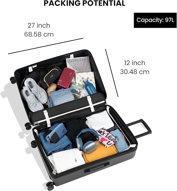 Sherpani Meridian, 29 Inch Travel Hardside Luggage, Durable Hardshell Luggage, Expandable Suitcase with 4 Double Spinner Wheels, Checked Luggage for Women (Sage)