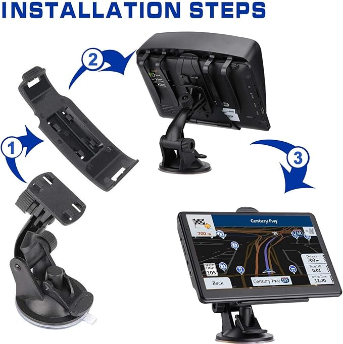 Car GPS Navigation, 2025 Map 7 inch Touch Screen Car GPS, Voice Turn Direction Guidance, Support Speed and Red Light Warning, Install The Latest Map of The United States (Free Update Lifetime Map)