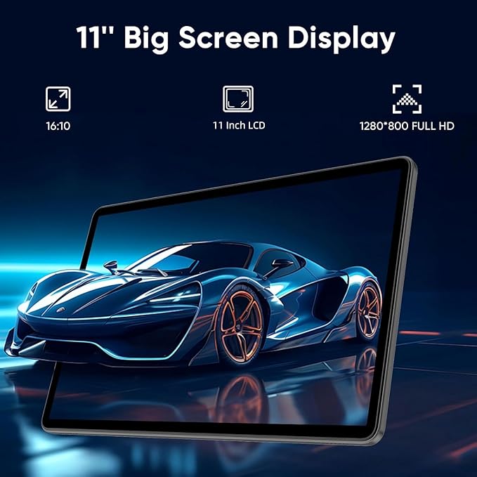 Android 15 Tablet,11 Inch Tablets with Octa Core Processor, 12GB RAM + 128GB ROM 1TB Expand, Widevine L1, 8000mAh Battery, 2.4/5Ghz Dual Band WiFi/GPS/FM Radio,5/8MP Cameras, Case Included - Blue