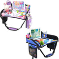 2PCS Kids Travel Tray for Airplane - Toddler Car Seat Table Tray, Road Trip Essentials for Boys & Girls, Carseat Lap Desk for Kids Road Trip Activities (Blue Dinosaur/Purple Mermaid)