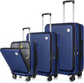 Luggage Sets 3 Piece, ABS Lightweight 20in/24in/28in Luggage, Expandable Carry On Suitcase Set with TSA Lock & Double Wheels, Front Open Hardshell Luggage Sets (Blue)