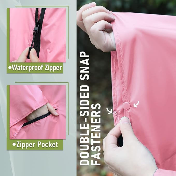 SaphiRose Unisex Rain Poncho Raincoat Hooded for Adults Women with Pockets