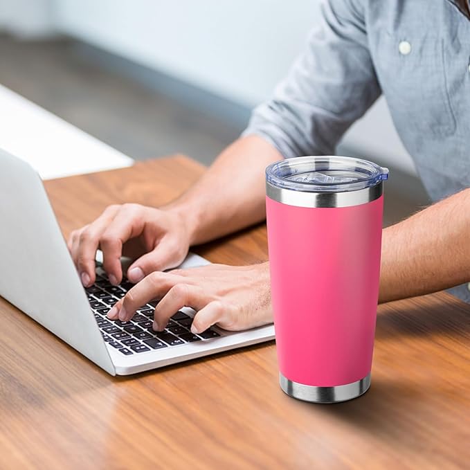 20oz Tumbler with Straw and Brush, Stainless Steel Vacuum Insulated tumbler, Double Wall Insulated Coffee Tumbler for Outdoor, Home, Travel,Office (peach，4pcs)