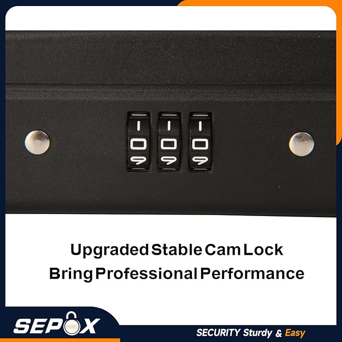 SEPOX® 2Pcs Water/Fire-Resistant Portable Security Case Lock Box Steel, Personal Travel Safe Storage Cabinet for Small Item, 3-Ft Cable, Ressetable Combination Lock for Dorm, Car, Sports, Office