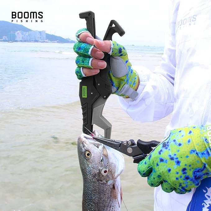 Booms Fishing Gear and Equipment: 6pcs Fishing Tools Kit with Needle Nose Pliers, Fish Gripper, Scissors, 24" Ruler, Retractor & Lanyard - Saltwater Fishing Tackle Accessories Gifts for Men, TK1