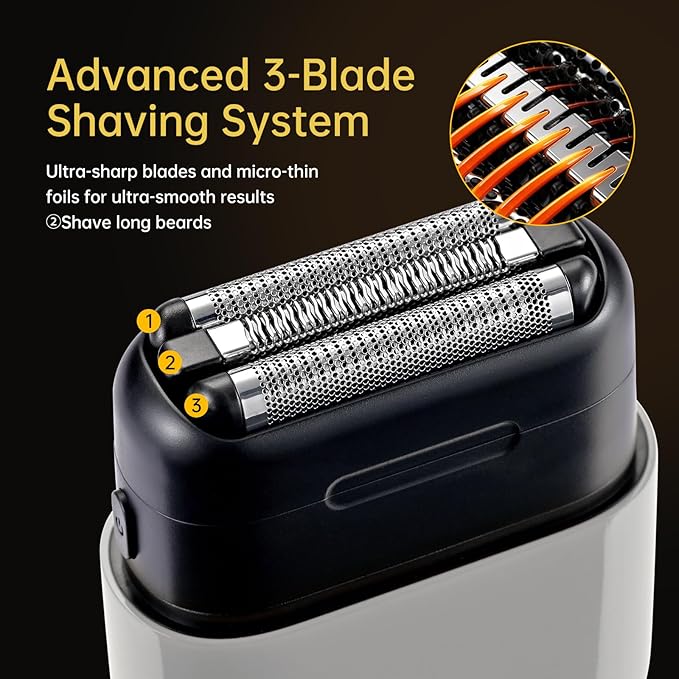 Mini Steel Electric Foil Shavers for Men: Upgraded Mini Electric Razor– Portable Travel Shaver with IPX7 Waterproof, Ultra-Long BatteryLife, and Triple Blade Technology Mini Razor (Storm Gray)