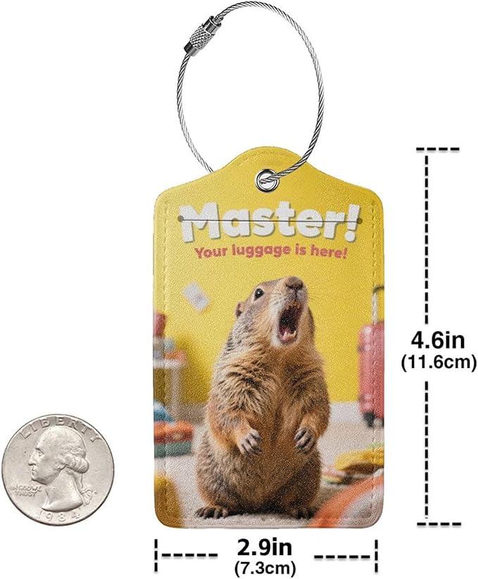 Fun Luggage Tags for Suitcases Leather Name Tag for Luggage Cute Travel Baggage Tags for Carnival Cruise Ships with Funny Patter 2pcs (Yellow Capybara)