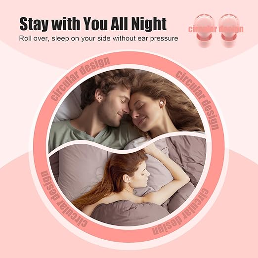 Ear Plugs for Sleeping Noise Reduction, Beinkap Reusable Earplugs Hearing Protection for Focus, Study, Work – 6 Pair Eartips in S/M/L – Flexible Silicone Soft – 35dB Noise Cancelling - Pink